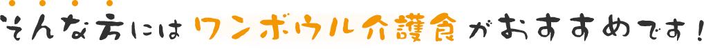 そんな方にはワンボウル介護食がおすすめです！